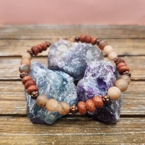 Goldstone, Agate, and Copper Beaded Bracelet